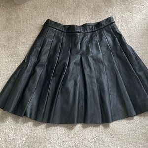 Allsaints Genuine Leather Pleated Skirt - 6